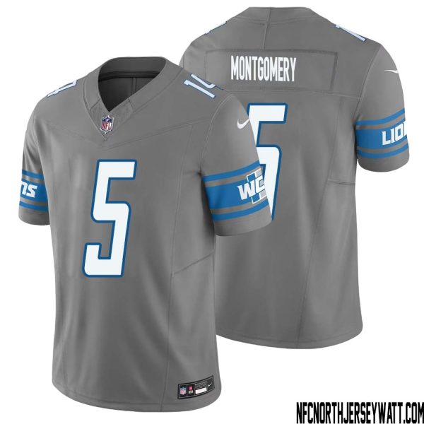 David Montgomery No 5 Men Detroit Lions Vapor F.u.s.e. Limited Jersey Silver – Replica