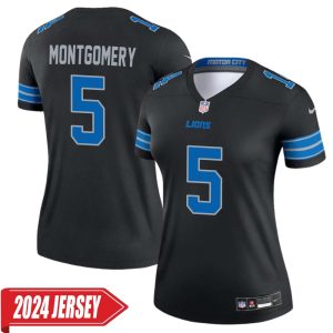 David Montgomery No 5 Woman’s Detroit Lions 2nd Alternate Vapor F.U.S.E. Limited 2024 Jersey – Black