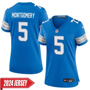 David Montgomery No 5 Woman’s Detroit Lions Home Game 2024 Jersey – Blue