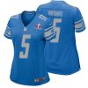 David Montgomery No 5 Mens Custom White Detroit Lions Super Bowl LVIII Away Game Jersey