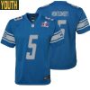 David Montgomery No 5 Youths Custom Gray Detroit Lions Alternate Super Bowl Lviii Game Jersey