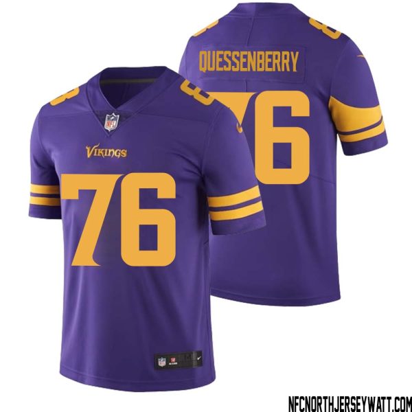 David Quessenberry No 76 Men Purple Minnesota Vikings Color Rush Vapor Untouchable Limited Jersey- Replica
