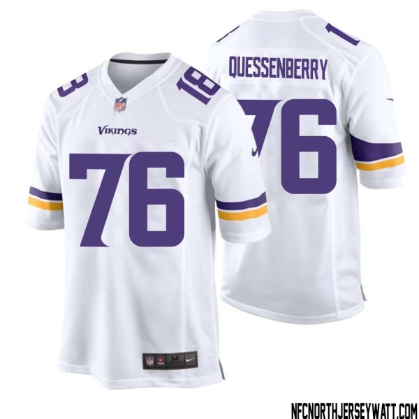 David Quessenberry No 76 Men White Minnesota Vikings Game Player Away Jersey – Replica