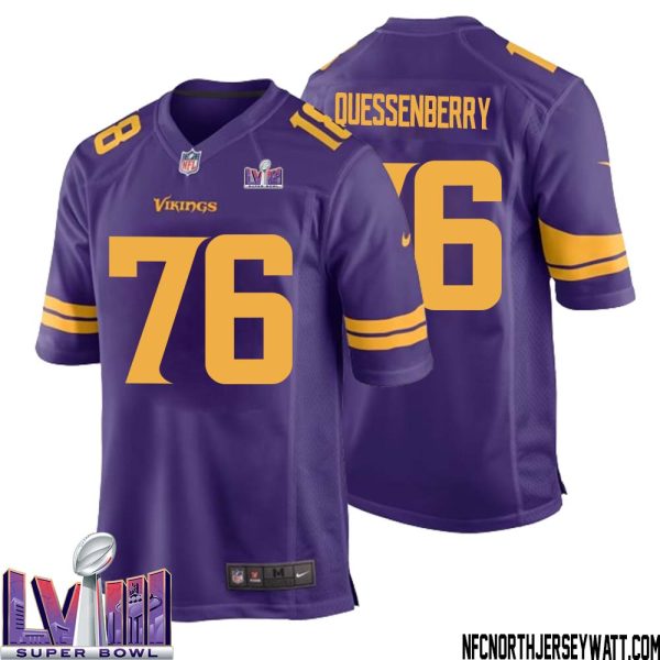 David Quessenberry No 76 Minnesota Vikings Super Bowl Lviii Alternate Game Jersey Purple For Men – Replica