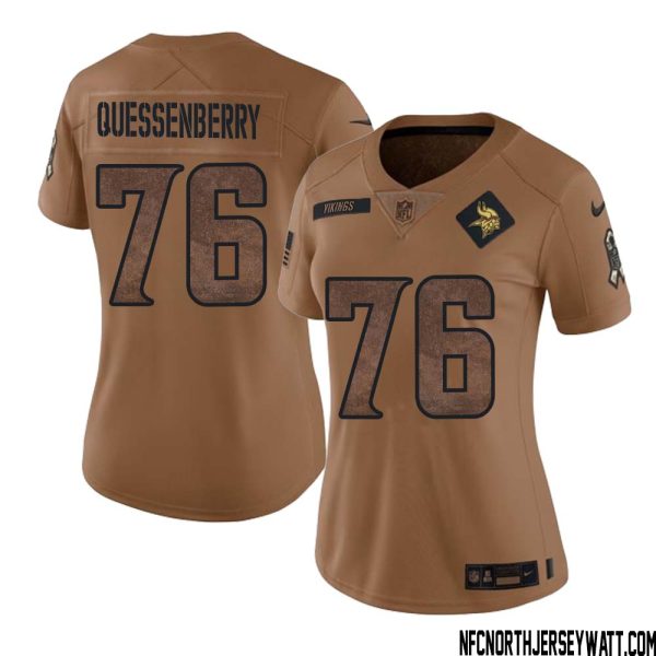 David Quessenberry No 76 Women Brown Minnesota Vikings 2023 Salute To Service Limited Jersey – Replica
