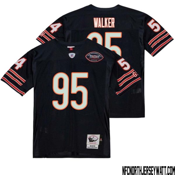 Demarcus Walker No 95 Men Mitchell & Ness Dark Navy Chicago Bears 2004 Authentic Throwback Retired Player Jersey – Replica