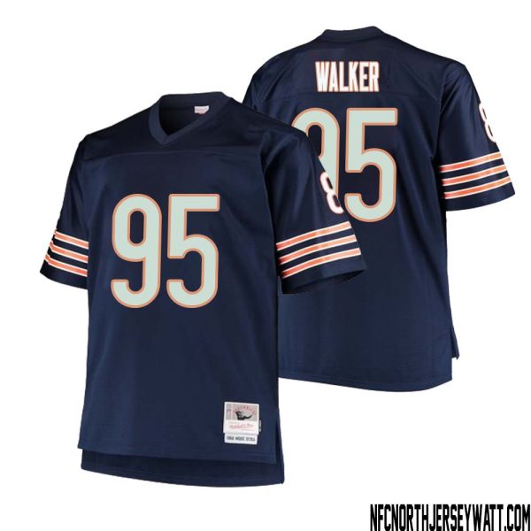 DeMarcus Walker No 95 Men Mitchell & Ness Navy Chicago Bears Big & Tall 1985 Retired Player Replica Jersey