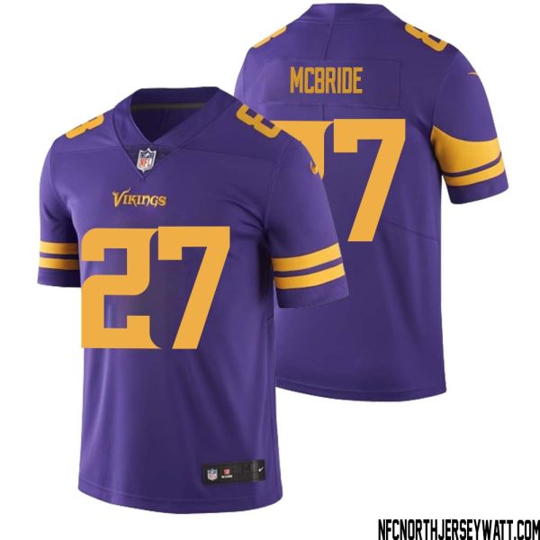 Dewayne Mcbride No 27 Men Purple Minnesota Vikings Color Rush Vapor Untouchable Limited Jersey- Replica