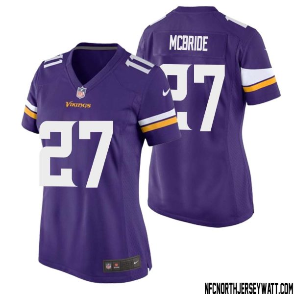 Dewayne Mcbride No 27 Minnesota Vikings Game Jersey Court Purple For Womens – Replica