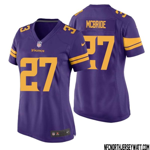 Dewayne Mcbride No 27 Women Purple Minnesota Vikings Alternate Game Jersey – Replica