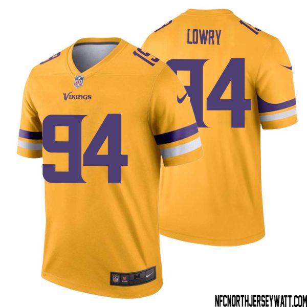 Dean Lowry No 94 Men Minnesota Vikings Gold Inverted Legend Jersey – Replica