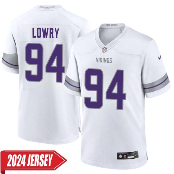 Dean Lowry No 94 Men’S Minnesota Vikings White Alternate Custom Game 2024 Jersey