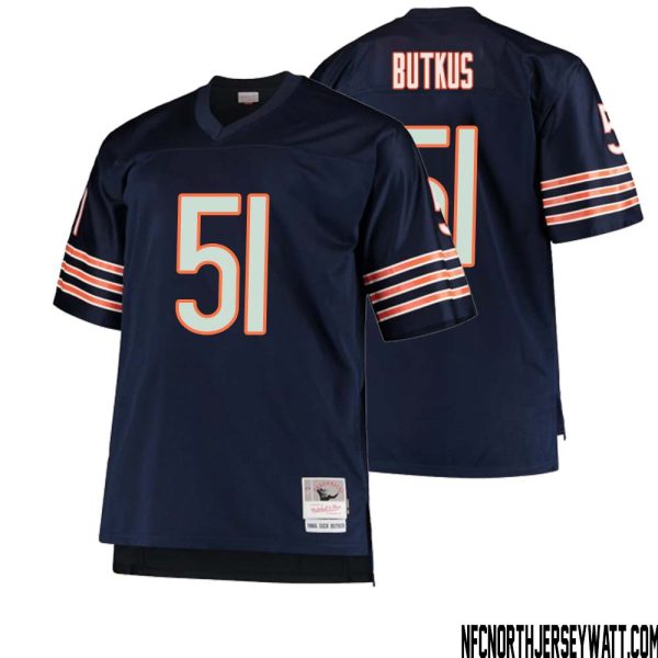 Dick Butkus No 51 Men Mitchell & Ness Navy Chicago Bears Big & Tall 1966 Retired Player Replica Jersey