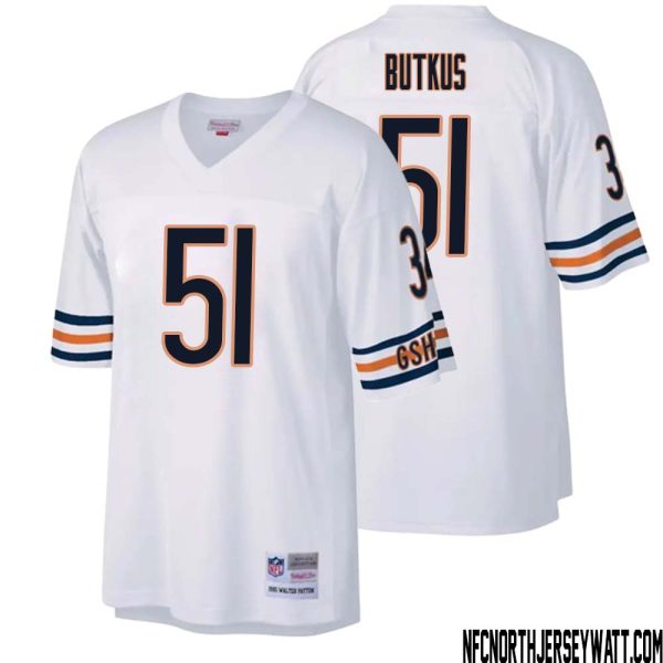 Dick Butkus No 51 Men Mitchell & Ness White Chicago Bears Legacy Replica Jersey