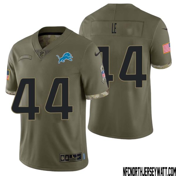 Dick Le No 44 Men Olive Detroit Lions 2022 Salute To Service Retired Player Limited Jersey – Replica