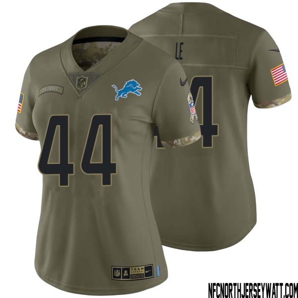 Dick Le No 44 Women Olive Detroit Lions 2022 Salute To Service Retired Player Limited Jersey – Replica