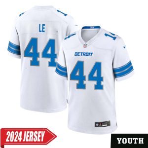 Dick Le No 44 Youth’s Detroit Lions Away Game 2024 Jersey – White