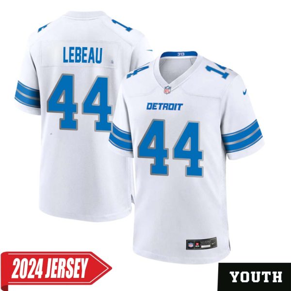 Dick Lebeau No 44 Youth’S Detroit Lions Away Game 2024 Jersey – White
