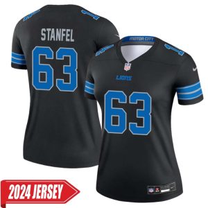 Dick Stanfel No 63 Woman’s Detroit Lions 2nd Alternate Vapor F.U.S.E. Limited 2024 Jersey – Black