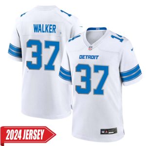 Doak Walker No 37 Men’s Detroit Lions Away Game 2024 Jersey – White