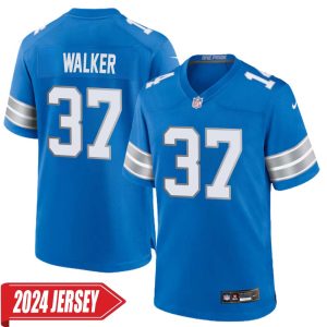 Doak Walker No 37 Men’s Detroit Lions Home Game 2024 Jersey – Blue