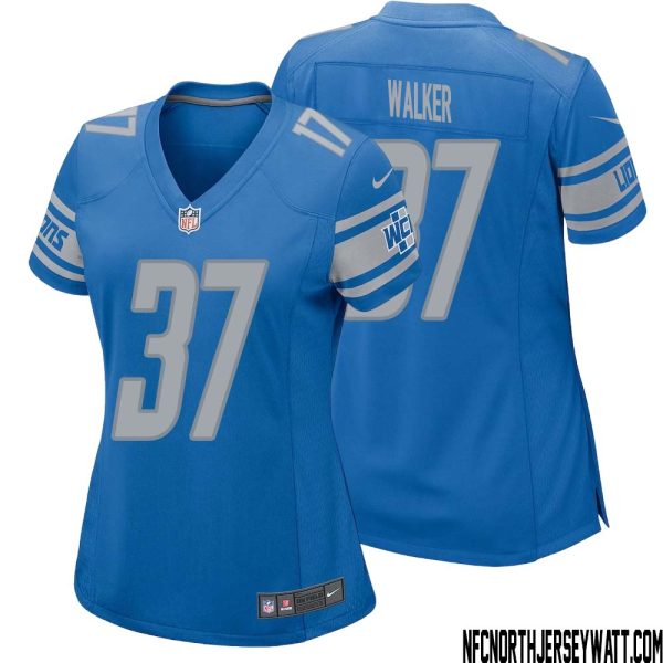 Doak Walker No 37 Women Blue Detroit Lions Player Home Game Jersey – Replica