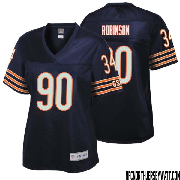 Dominique Robinson No 90 Women Nfl Pro Line Navy Chicago Bears Retired Player Replica Jersey
