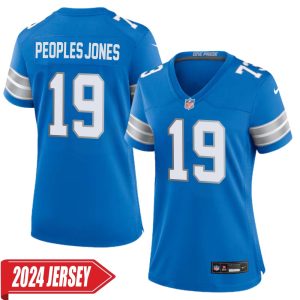 Donovan Peoples-Jones No 19 Woman’s Detroit Lions Home Game 2024 Jersey – Blue