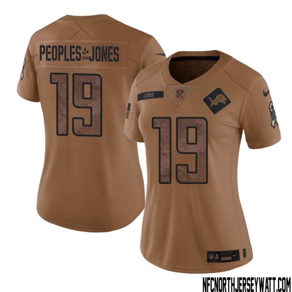 Donovan Peoples-Jones No 19 Women Brown Detroit Lions 2023 Salute To Service Retired Player Limited Jersey – Replica
