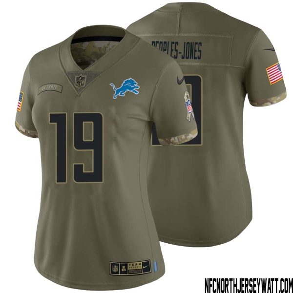 Donovan Peoples-Jones No 19 Women Olive Detroit Lions 2022 Salute To Service Retired Player Limited Jersey – Replica