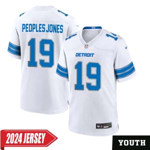 Donovan Peoples-Jones No 19 Youth’s Detroit Lions Away Game 2024 Jersey – White
