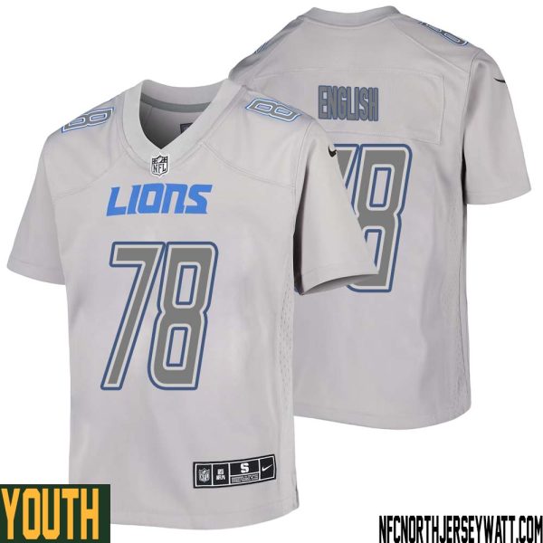 Doug English No 78 Youth Gray Detroit Lions Atmosphere Fashion Game Jersey – Replica