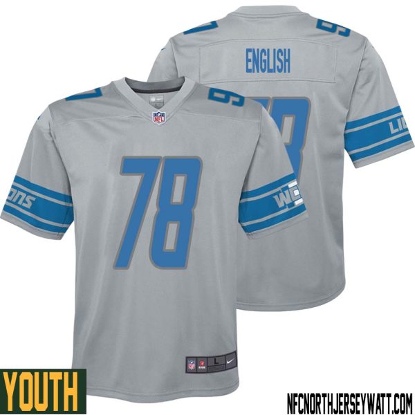 Doug English No 78 Youth Steel Detroit Lions Vapor Untouchable Color Rush Limited Player Jersey – Replica