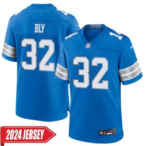 Dre Bly No 32 Men’s Detroit Lions Home Game 2024 Jersey – Blue