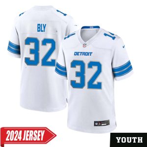 Dre Bly No 32 Youth’s Detroit Lions Away Game 2024 Jersey – White