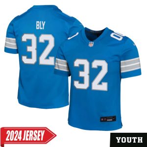 Dre Bly No 32 Youth’s Detroit Lions Home Game 2024 Jersey – Blue