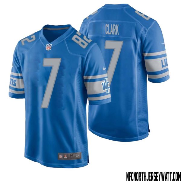 Dutch Clark No 7 Men Blue Detroit Lions Player Home Game Jersey – Replica