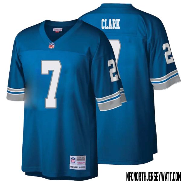 Dutch Clark No 7 Men Mitchell & Ness Blue Detroit Lions Legacy Replica Jersey