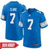 Dutch Clark No 7 Men’S Detroit Lions Away Game 2024 Jersey – White