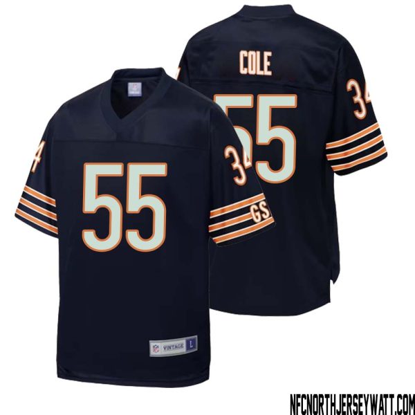 Dylan Cole No 55 Men Nfl Pro Line Navy Chicago Bears Retired Player Replica Jersey