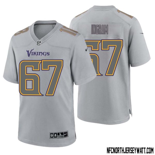 Ed Ingram No 67 Men Gray Minnesota Vikings Atmosphere Fashion Game Jersey – Replica