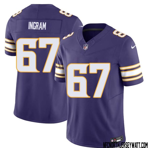 Ed Ingram No 67 Mens Purple Minnesota Vikings Vapor F.u.s.e. Limited Jersey- Replica