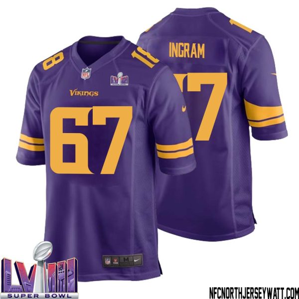 Ed Ingram No 67 Minnesota Vikings Super Bowl Lviii Alternate Game Jersey Purple For Men – Replica
