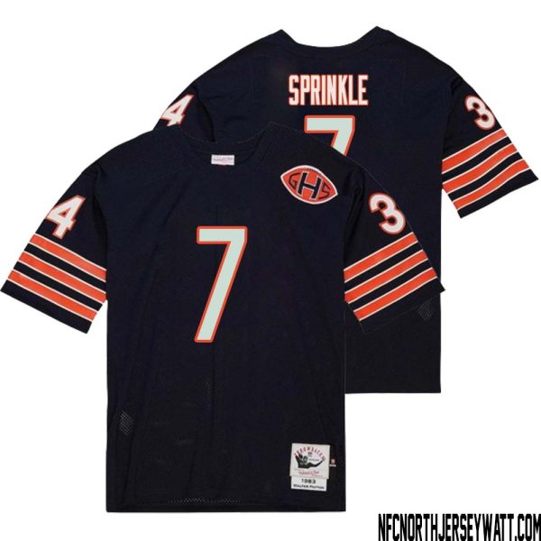 Ed Sprinkle No 7 Men Mitchell & Ness Navy Chicago Bears 2004 Authentic Throwback Retired Player Jersey – Replica