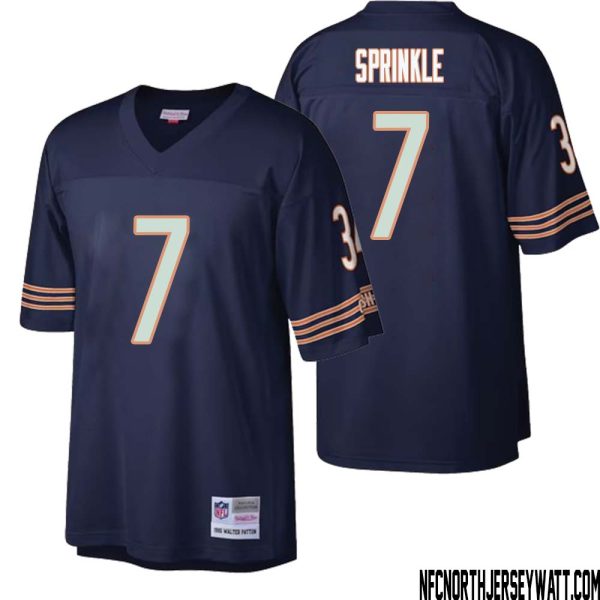 Ed Sprinkle No 7 Men Mitchell & Ness Dark Navy Chicago Bears Big & Tall 1985 Retired Player Replica Jersey