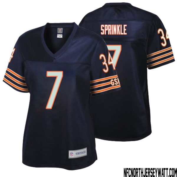 Ed Sprinkle No 7 Women Nfl Pro Line Navy Chicago Bears Retired Player Replica Jersey