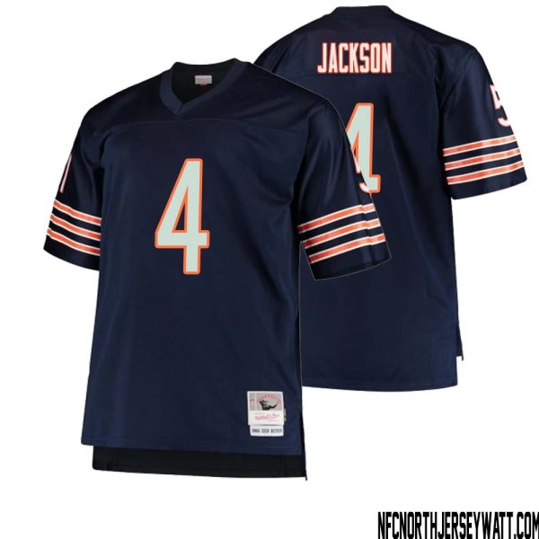Eddie Jackson No 4 Men Mitchell & Ness Navy Chicago Bears Big & Tall 1966 Retired Player Replica Jersey