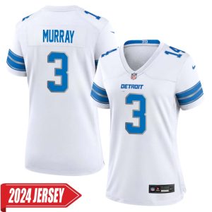 Eddie Murray No 3 Woman’s Detroit Lions Away Game 2024 Jersey – White