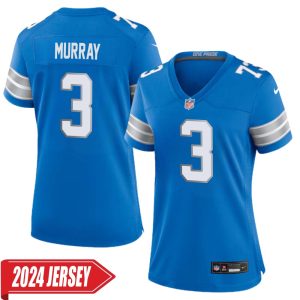 Eddie Murray No 3 Woman’s Detroit Lions Home Game 2024 Jersey – Blue