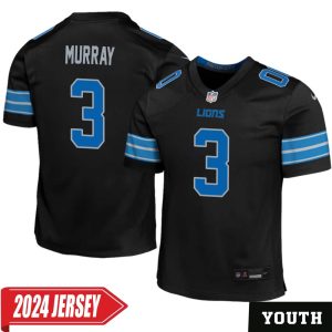 Eddie Murray No 3 Youth’s Detroit Lions 2nd Alternate Vapor F.U.S.E. Limited 2024 Jersey – Black
